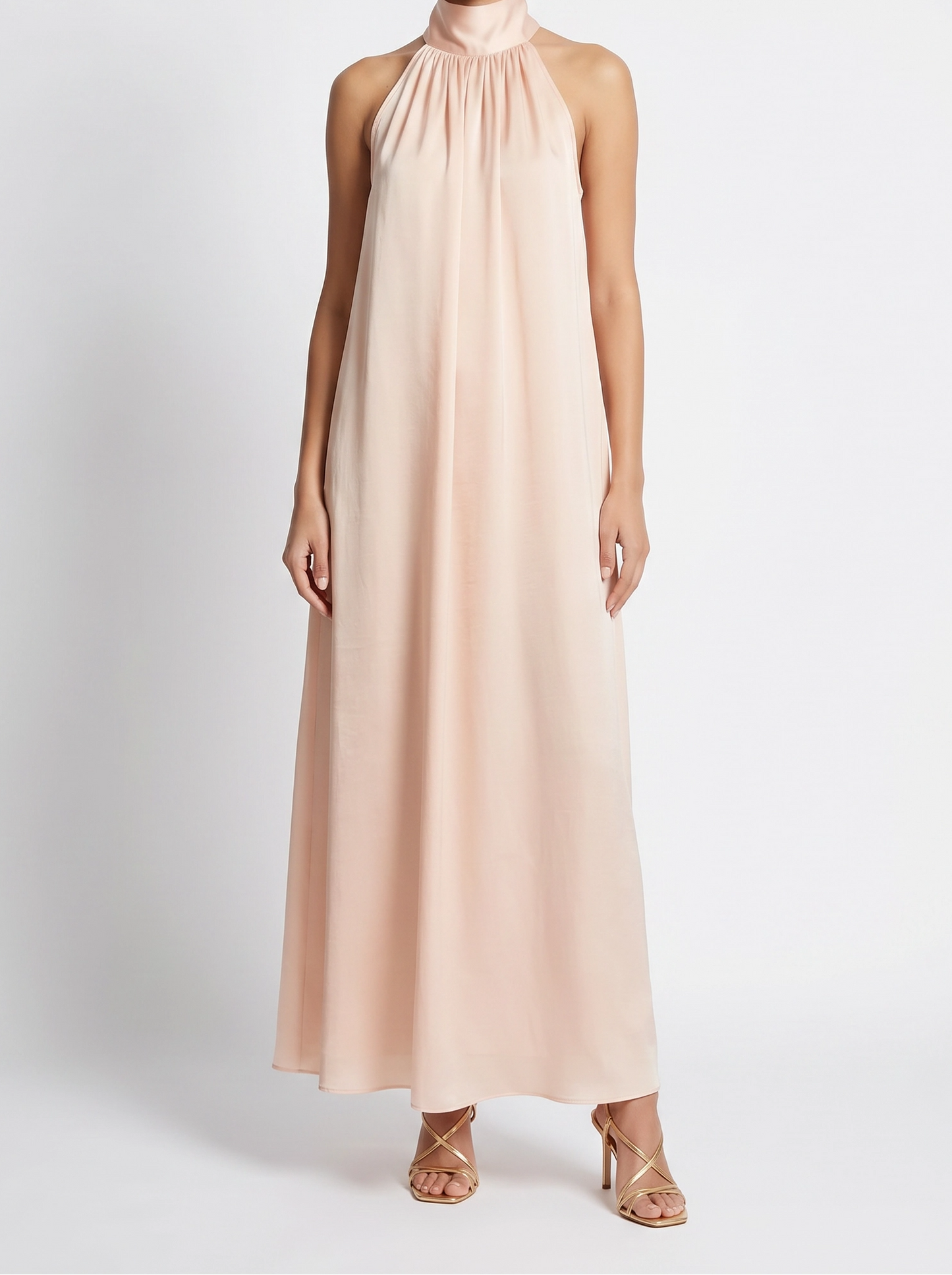 Feya - Rochie din satin de mătase cu fard de obraz
