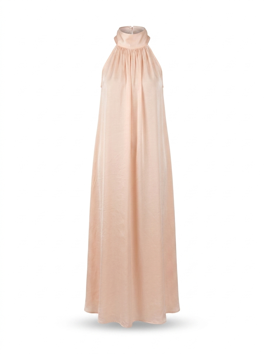 Feya - Rochie din satin de mătase cu fard de obraz
